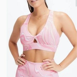 Fabletics Oasis Twist Sports Bra Guava Marble Daisy XL